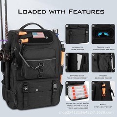 New Foldable Fishing Backpack Large Capacity Tackle Storage Rod Holder Outdoor