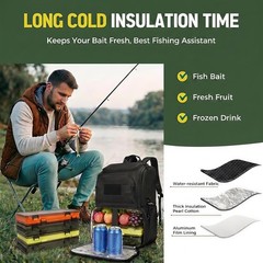 Fishing Backpack with Cooler and Rod Holders Water Resistant Tackle Bag for Men
