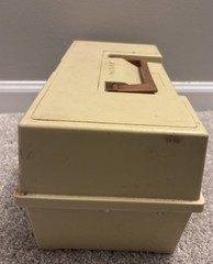 Vintage Plano 2300 3 Tiered Tackle Box Rugged Plastic Green Tan With Tackle