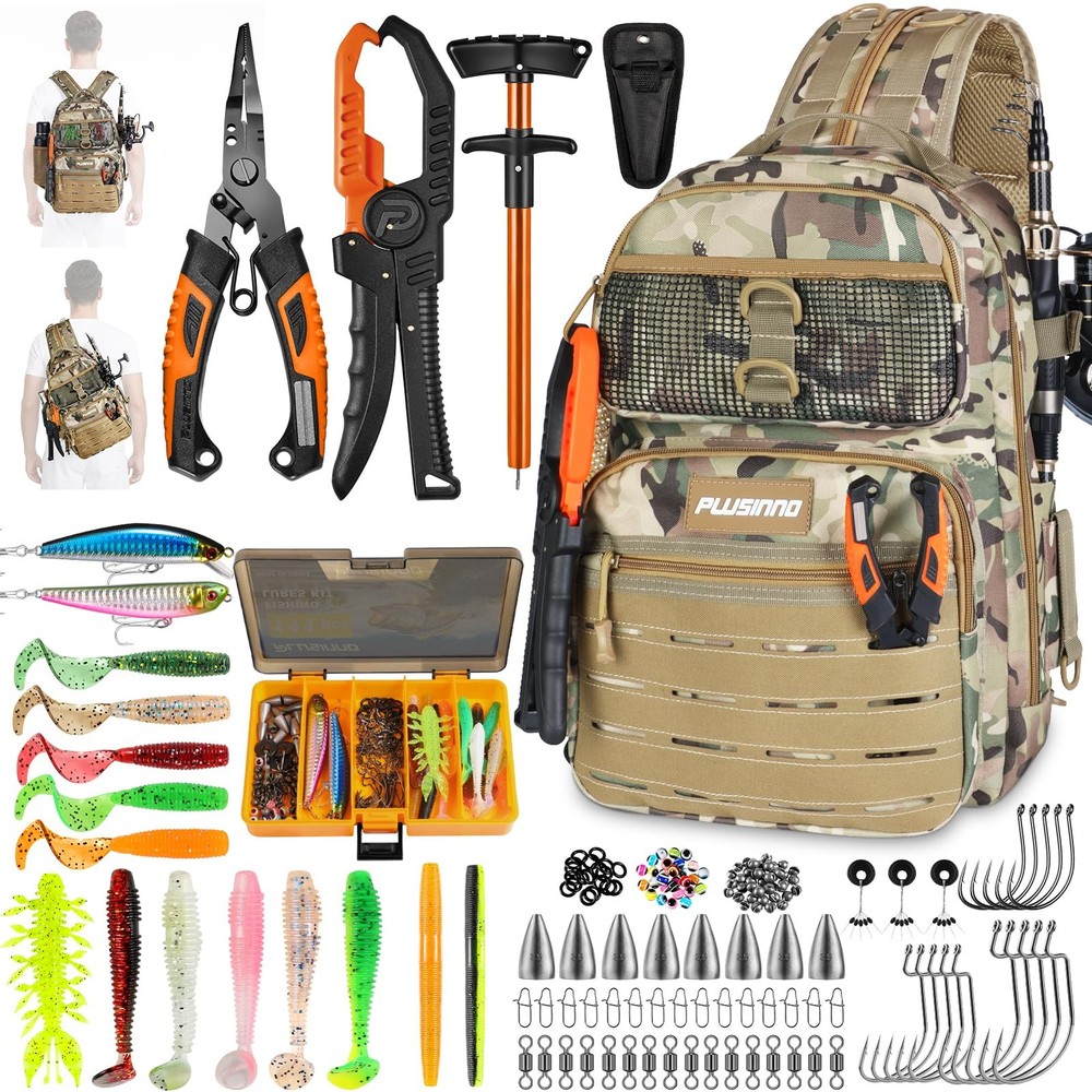 Fishing Backpack with Tackle Box, Waterproof Rod Holder, Gear Organizer