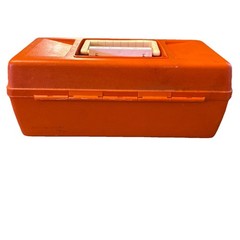 Vintage Old Pal Fishing Tackle Box Model 1040 White & Orange *STAINED*