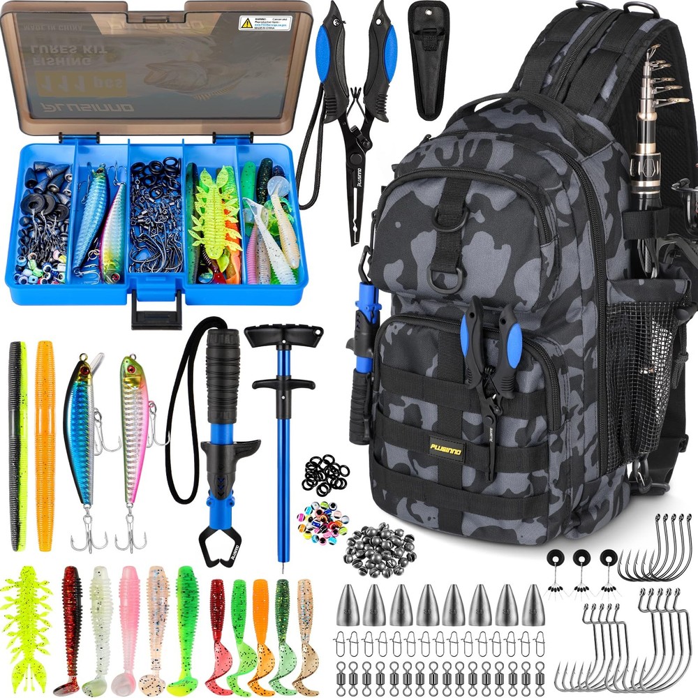 Fishing Backpack with Tackle Boxes, Waterproof Fishing Sling Tackle Bag For F…