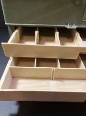 Vintage Plano 707 Tackle Box Tan/Green Gear Outdoors Handle 2 Drawer Storage USA