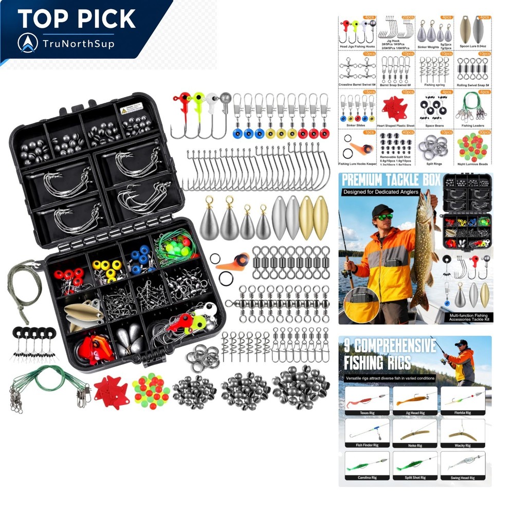 187pcs fishing accessories kit with tackle box fishing hooks sinkers weights …