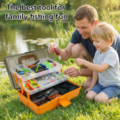 Aqwxc Large 3-Layer Tackle Box with Included, 421Pcs multiple colors