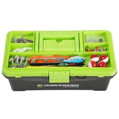 Wakeman 55 Piece Fishing Tackle Box Kit Lime Green