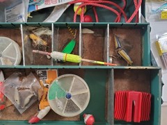 Vintage Large Old Walton Tackle Box Full Lures Reels Crankbaits Fishing