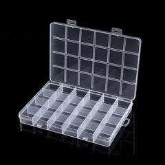 2pcs Plastic Organizer Container Box with Adjustable Dividers, 36 Grids Clear