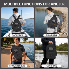 Fishing Backpack Tackle Sling Bag Lightweight Water-Resistant Gear Pack
