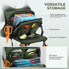 Bait Boss Water-Resistant Fishing Chest Pack with EVA Zip-Down Workstation, MOLL