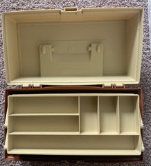 VINTAGE Plano Tackle Box 2200 Fold Out Tray W/ 1 Rebel Floating Minnow Lure