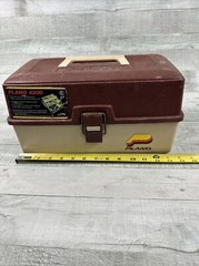Vtg Original Plano 4200 Fishing Tackle Box Brown/Tan