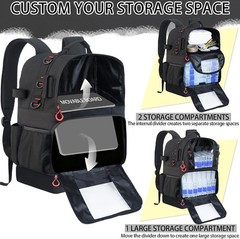 Fishing Tackle Backpack with Cooler,45L Large Tackle Bag with 2 Rod Holders & Cl