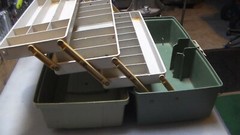 VINTAGE PLANO 6300N 6300 N TWO TONE GREEN 3 TRAY TACKLE BOX