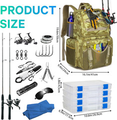 45L Fishing Backpack with Rod Holders & Rain Cover – Water-Resistant Camo Bag