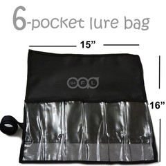 1piece Black Fishing 6-Pocket Lure Jig Bag Trolling Jig Rollup Storage bait bags