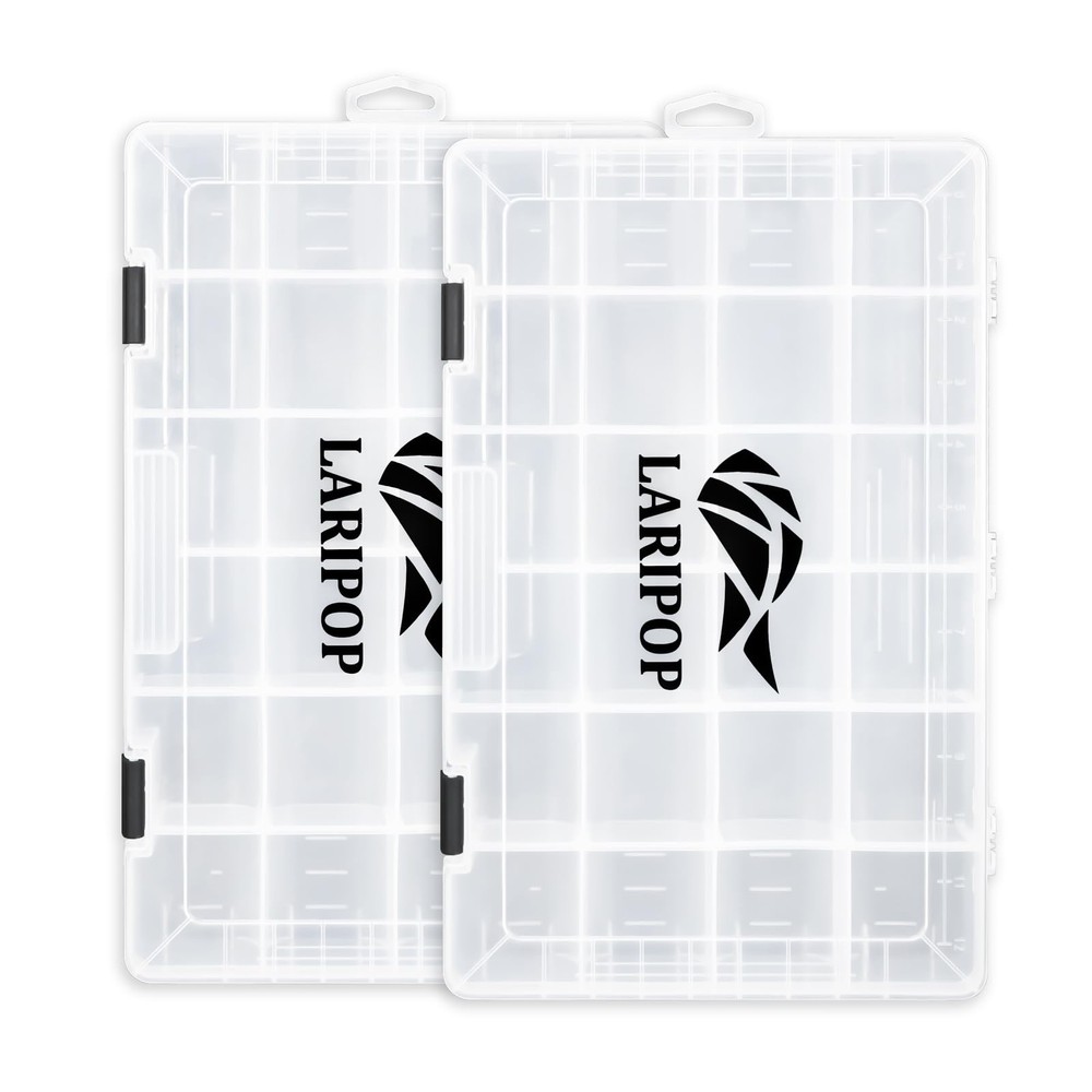 2-Pack 3700 Fishing Tackle Boxes, Clear Plastic Storage Trays with Adjustable…
