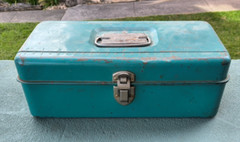 Pap’s Full 1950’S Vintage Liberty Steel Chest Corp. Metal Tackle Box Green USA
