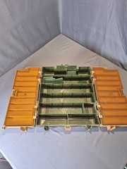 Vintage Plano 767 Tackle Box Hard Case Plastic Beige Green Orange Dividers