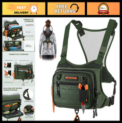 Water-Resistant Fishing Chest Pack – EVA Workstation, MOLLE Storage, Adjustable