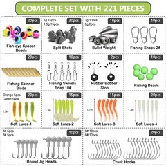 221PCS Fishing Accessories Kit, Organized Fishing Tackle Box