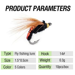 Fly Fishing Lure Set 10pcs Imitation Flies with Wings for Trout Bass Panfish