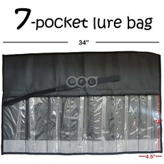 Qty 1 Black Fishing 7 Pocket Lure bag Roll-up Trolling TACKLE Storage Jig bags