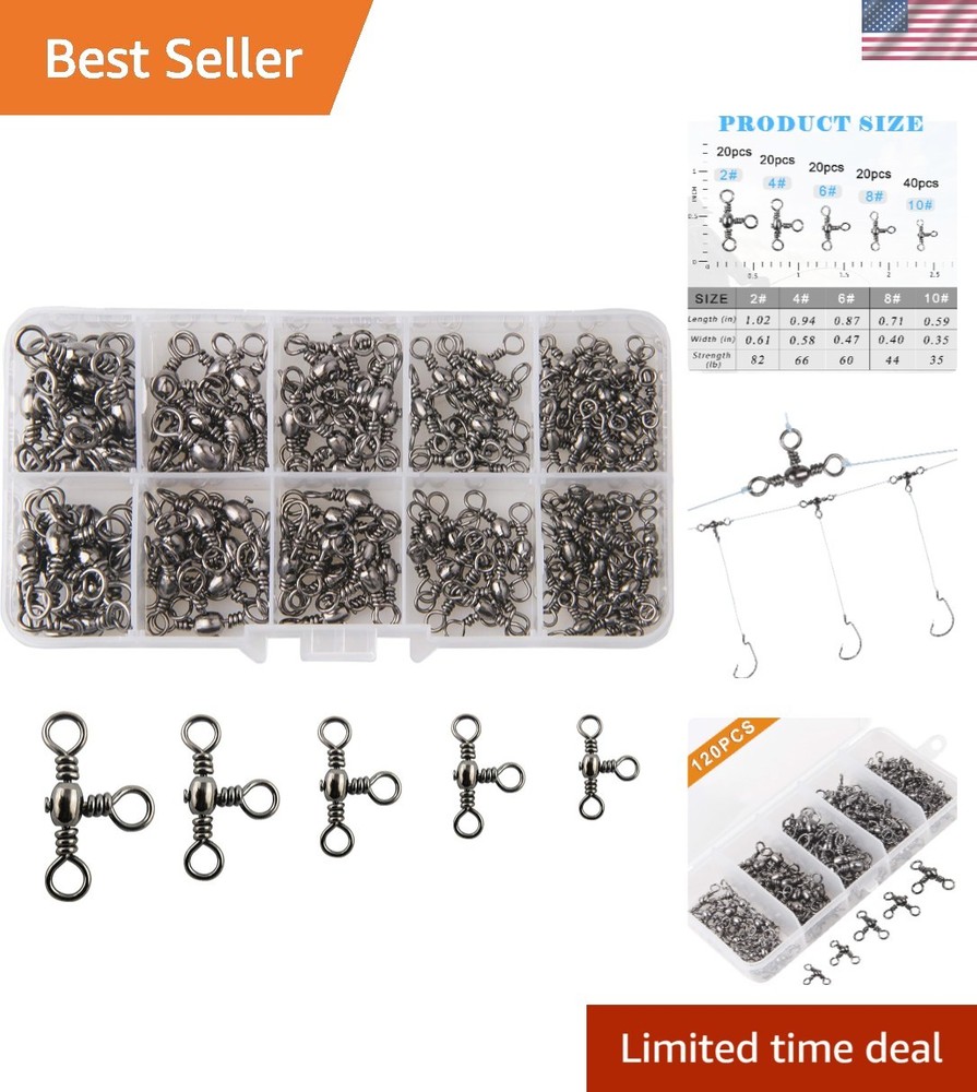 Durable 3 Way Swivels Fishing Kit 120pcs – Perfect for Freshwater & Saltwater