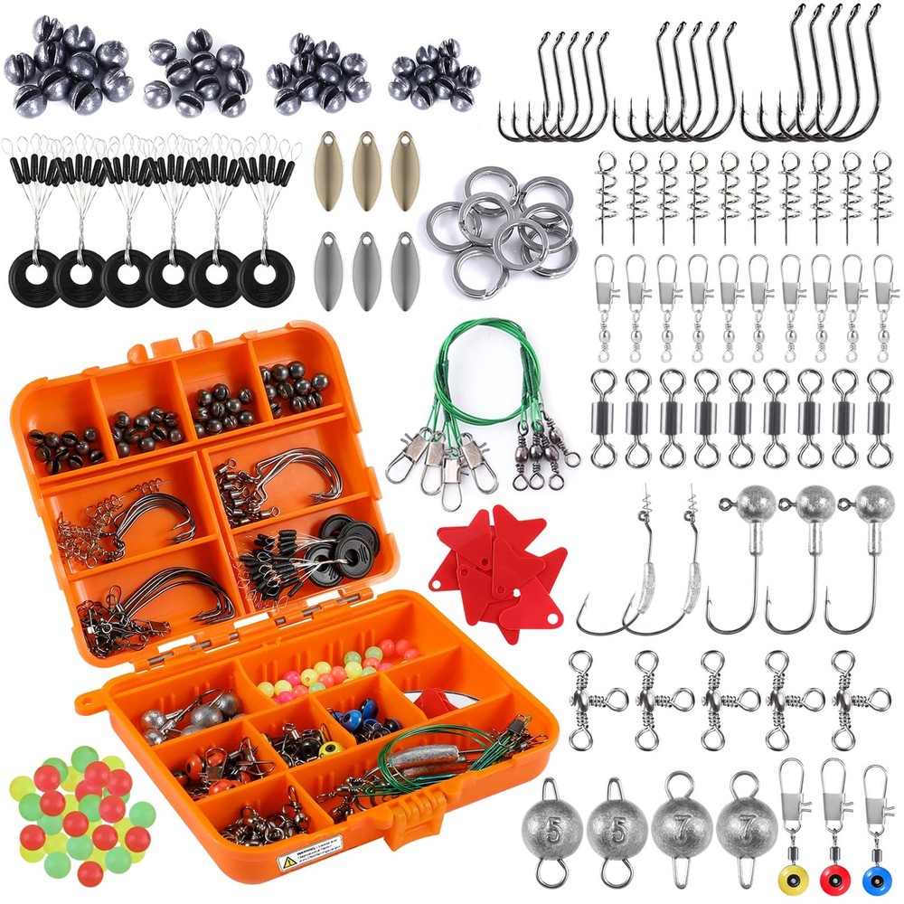 Fishing Accessories Kit, 212pcs Bass/Trout Fishing Tackle Kit with Tackle Box…