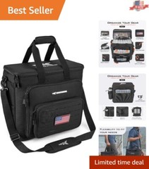 Large Black Tackle Bag – Ultimate Fishing Companion with 13 Storage Pockets