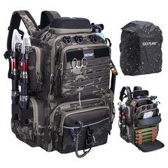 Fishing Backpack, 900D Water-Resistant Tackle Backpack with Rod Holders, Hard…