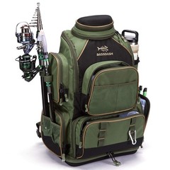 BASSDASH Pro Fishing Tackle Backpack – Water Resistant, Rod Holder & Rain Cover