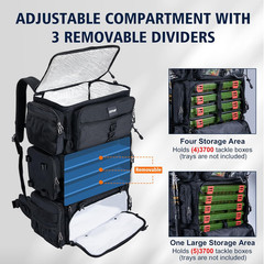Ultimate Fishing Backpack with Cooler, 72L Tackle Bag & Rod Holders