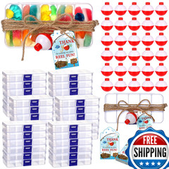 Wonderjune 72 Sets Fishing Party Favors Candy Little Tackle Boxes Red White