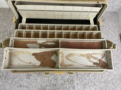 Vintage Plano Molding Co 8700 Fishing Tackle Organizer Box Double Tray Beige