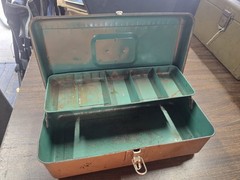Liberty Steel Chest Corp Green Metal Fishing Tackle Box USA