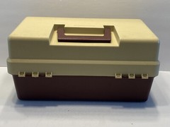 Plano 3300 Three Tray Fishing Tackle Box Tan & Purple Very Nice