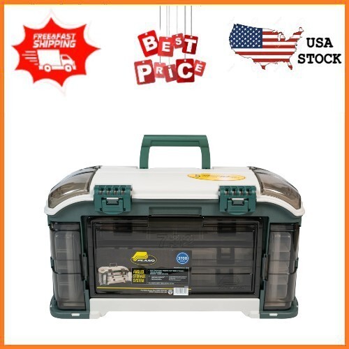 Plano Outdoor Sports Angled Fishing Tackle Box Storage System, Green / Tan