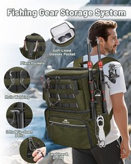 MATEIN Fishing Backpack with 4 Tackle Boxes, Fishing Bag with Rod Holder | 36…
