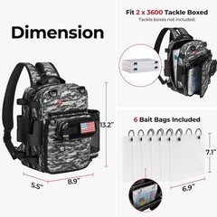 Piscifun Fishing Tackle Backpack, 3-Way Carry with Rod Holders, Black Camo