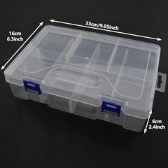9x6x2.3inch PP Plastic Divided Storage Container Transparent Fishing Gear Box