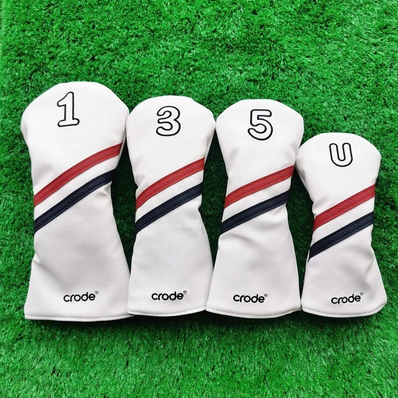 Golf Headcovers Woodcovers Driver Fairway Wood Hybrid 1,3,5,U 4Type Set White