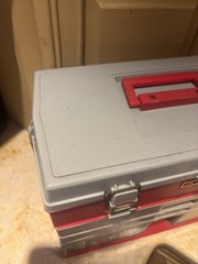 VTG Plano Model 833 Tackle Box 3 Drawer w/Top Storage Red & Gray USA Lockable