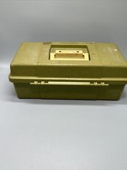 Plano 5410 Green Beige Tackle Box Storage Crafts Tools Vintage With Tray