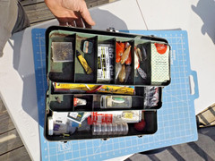 Vintage Old Metal Fishing Tackle Box with Lures Gear & supplies