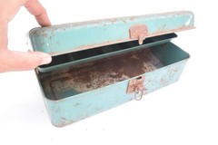 LAWRENCE METAL FISHING TACKLE TOOL BOX METAL 5 COMPARTMENT HINGED TRAY 6x5x13