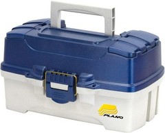 2-Tray Tackle Box with Dual Top Access, Blue Metallic/Off White, Tackle Stor…