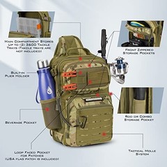 Lightweight Tactical Sling Fishing Backpack – Storage Bag for Gear & Equipment,