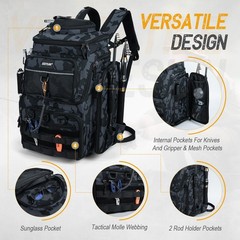 Fishing Backpack, 900D Water-Resistant Tackle Bag with Rod Holders, Insulated…