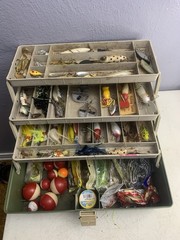 Vtg Plano Model 6300N 3-Tray Tackle Box Loaded Grandpas Tackle Box Over 100 Pcs